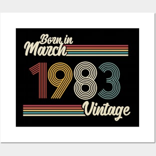 Vintage Born in March 1983 Posters and Art